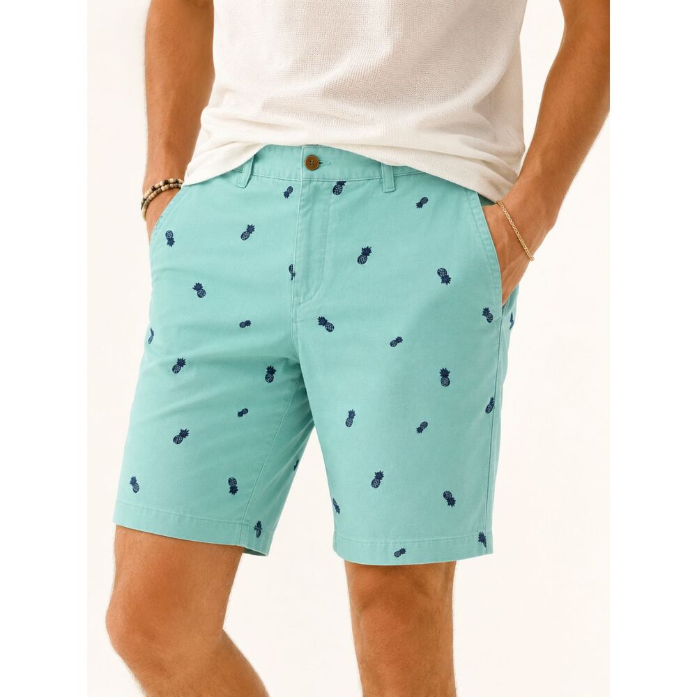 IZOD‎ Saltwater Pineapple Chino Shorts Men's 36 Mint Green Preppy Golf Coastal